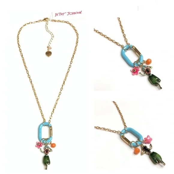 NWT Betsey Johnson💋ISLAND TIME HULA Gold Tone Stone/Faux Pearl Toggle Bracelet - Picture 9 of 9